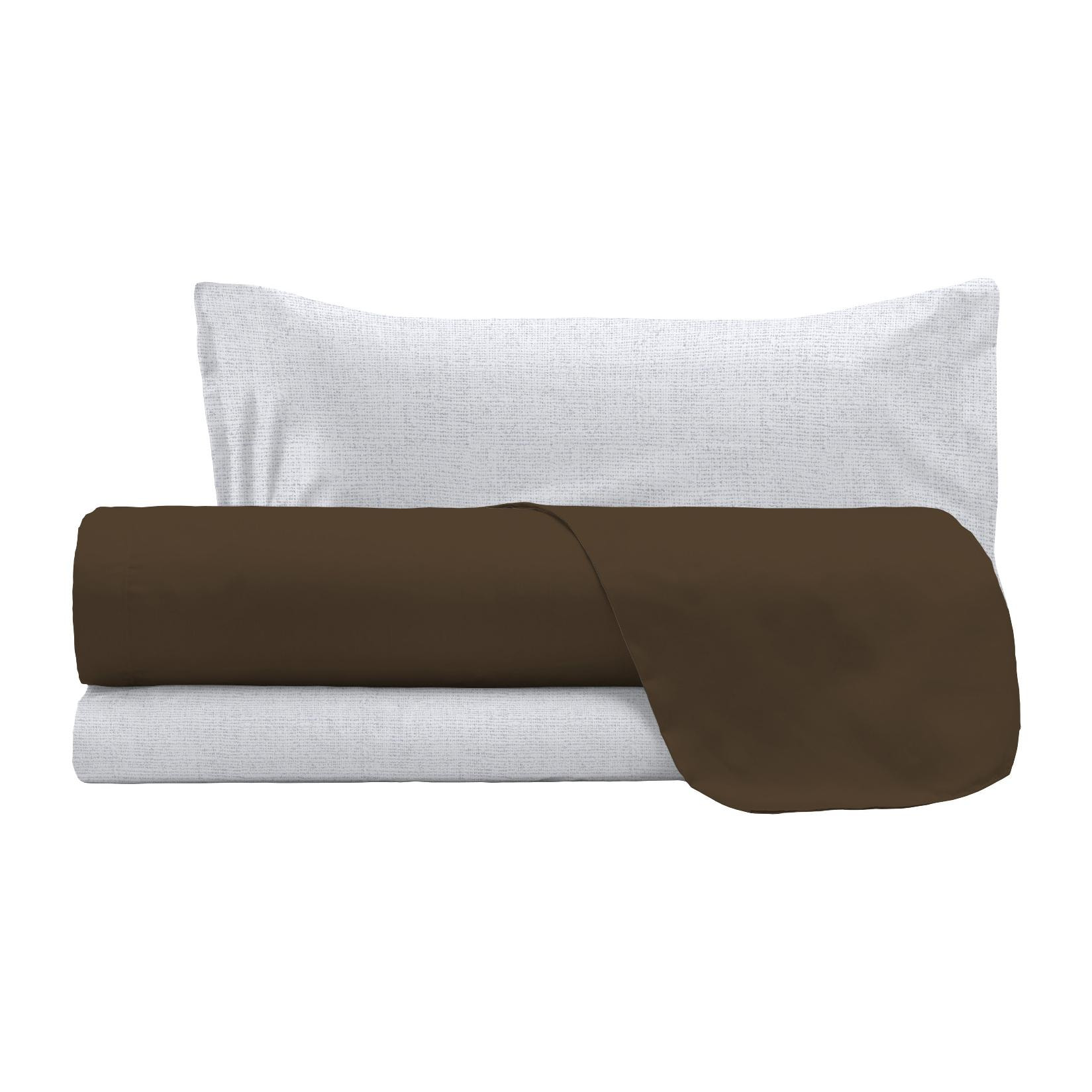 COMPLETO LETTO TRENDY CHIC MADE IN ITALY COTONE- CIOCCOLATO SINGOLO