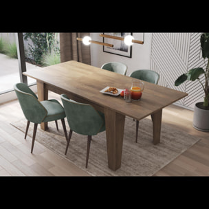 Tavolo da Pranzo Allungabile Da 140 A 200 Cm Gambe a Spillo Design Moderno 8 Posti Estensibile Guide In Metallo Cucina Salotto Soggiorno Noce