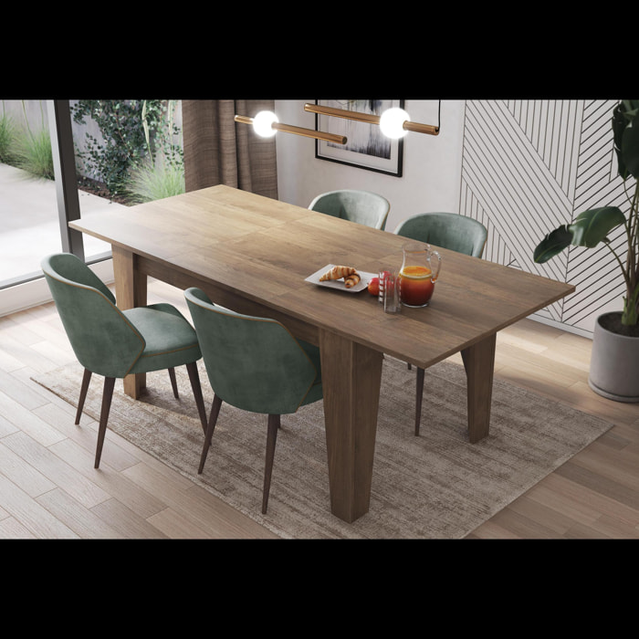 Tavolo da Pranzo Allungabile Da 140 A 200 Cm Gambe a Spillo Design Moderno 8 Posti Estensibile Guide In Metallo Cucina Salotto Soggiorno Noce