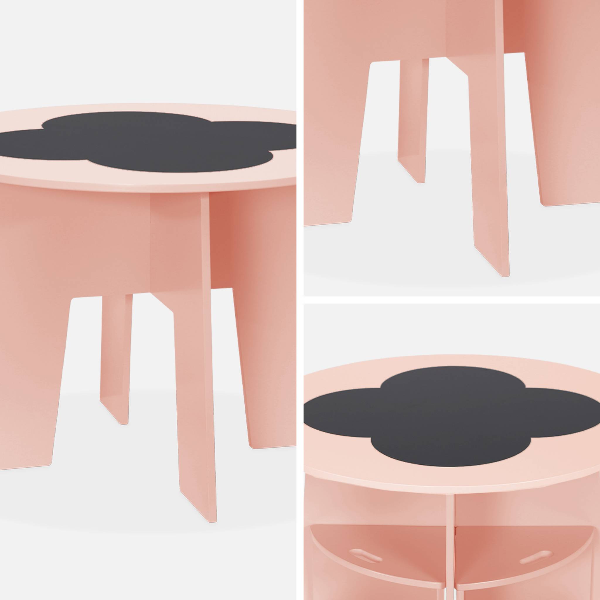 Table avec ardoise et 4 chaises avec rangement pour enfant