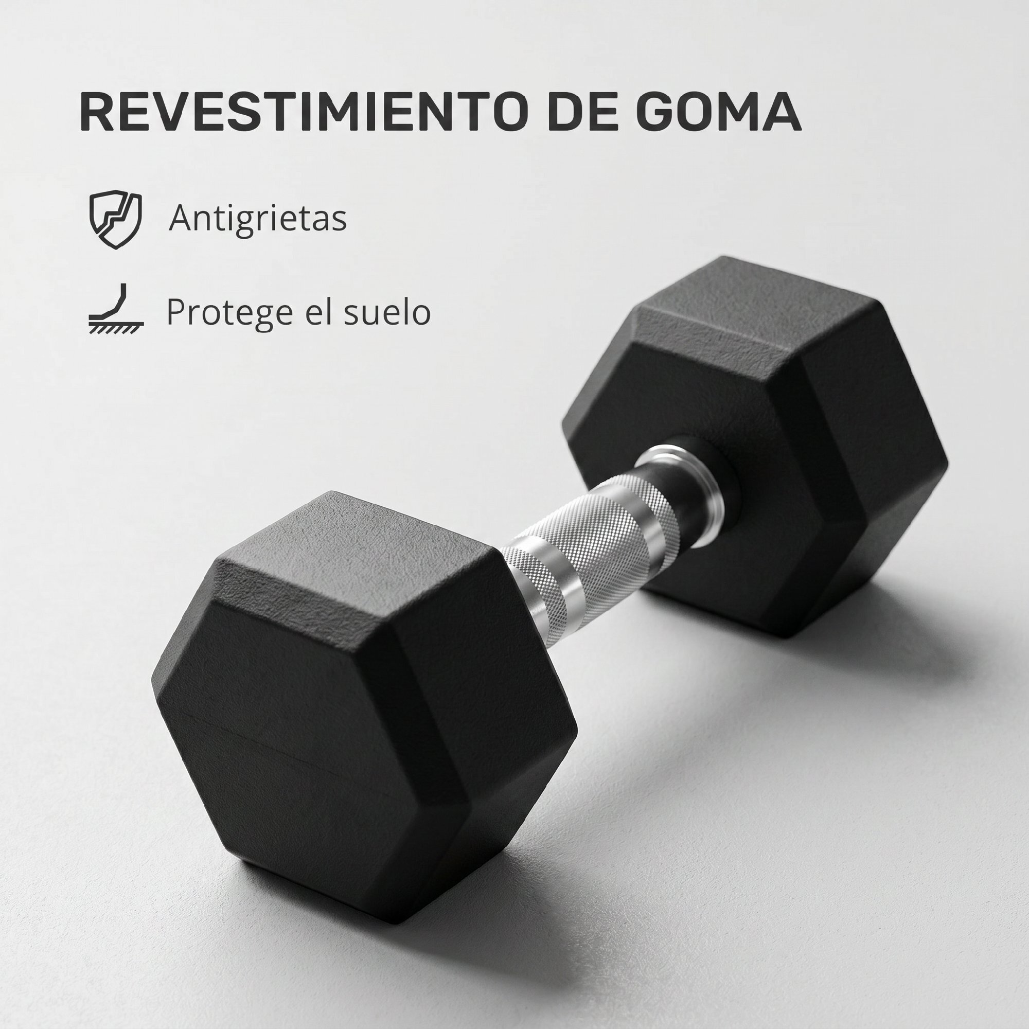 SPORTNOW Juego de Mancuernas Dodecagonales, 2 x 10 kg, de Metal, Recubiertas de Goma, Juego de Pesas con Agarres Antideslizantes para Entrenamiento en Casa, Gimnasio y Oficina, Negro