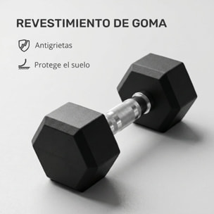 SPORTNOW Juego de Mancuernas Dodecagonales, 2 x 10 kg, de Metal, Recubiertas de Goma, Juego de Pesas con Agarres Antideslizantes para Entrenamiento en Casa, Gimnasio y Oficina, Negro
