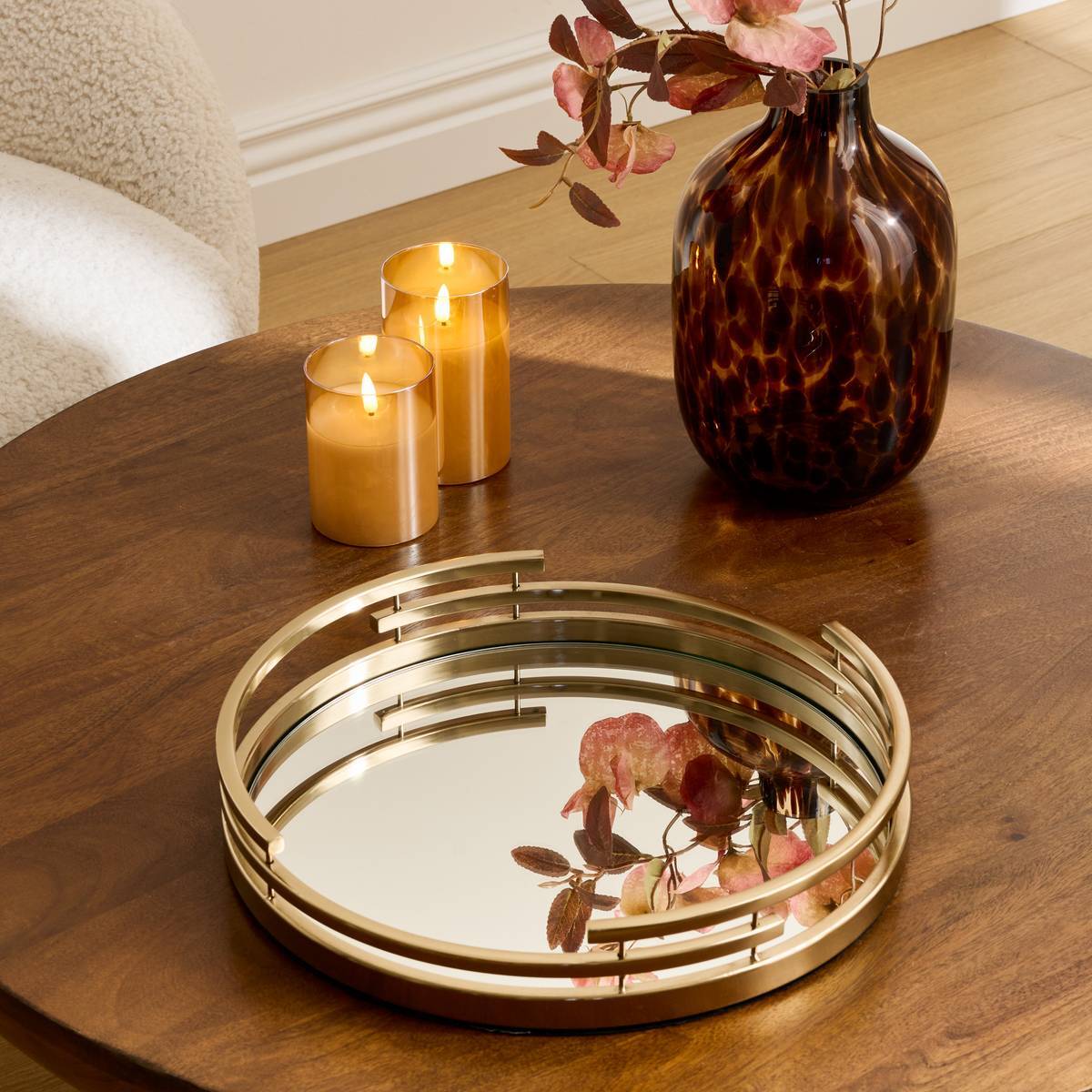 Plateau Tayma rond D.35,5cm doré