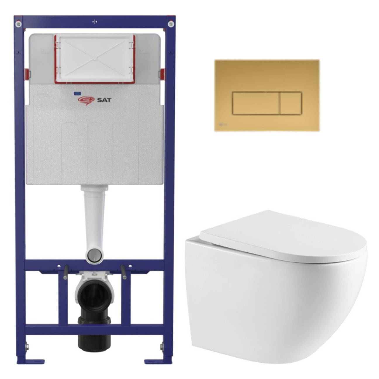 Pack WC bâti ECO 2L Swiss Aqua Technologies + WC suspendu Swiss Aqua Technologies + plaque or mat (STEST67WR06-FR)