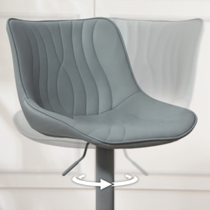 Juego de 2 Taburetes de Bar Taburetes Altos de Cocina Giratorios con Altura Ajustable 92-110 cm Respaldo Asiento de Piel Sintética Marco de Acero y Reposapiés para Comedor Mostrador Gris