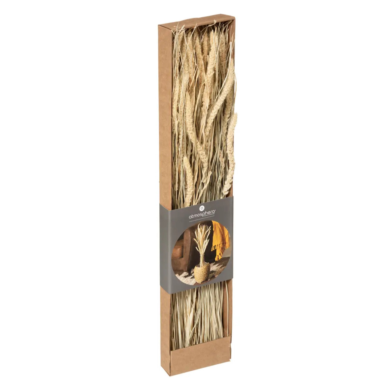 Bouquet fleurs séchées boîte kraft H60cm