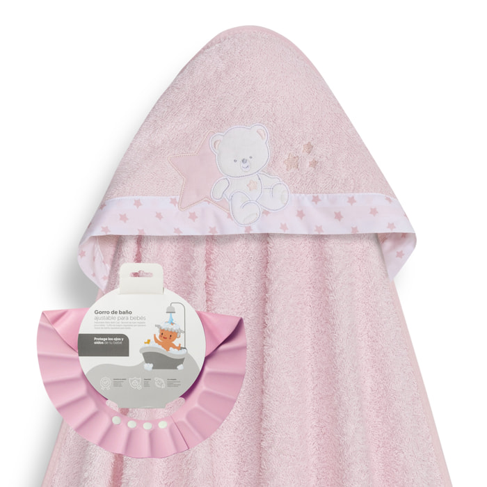 Capa Baño 1X1 Mod Osito Sentado Estrella+ Gorro Rosa