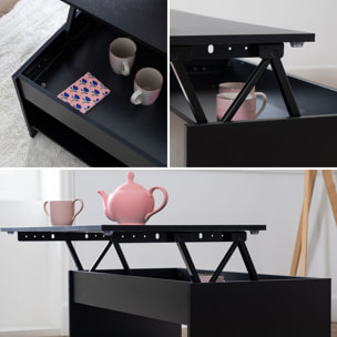 Table basse avec plateau relevable noire HEDDA