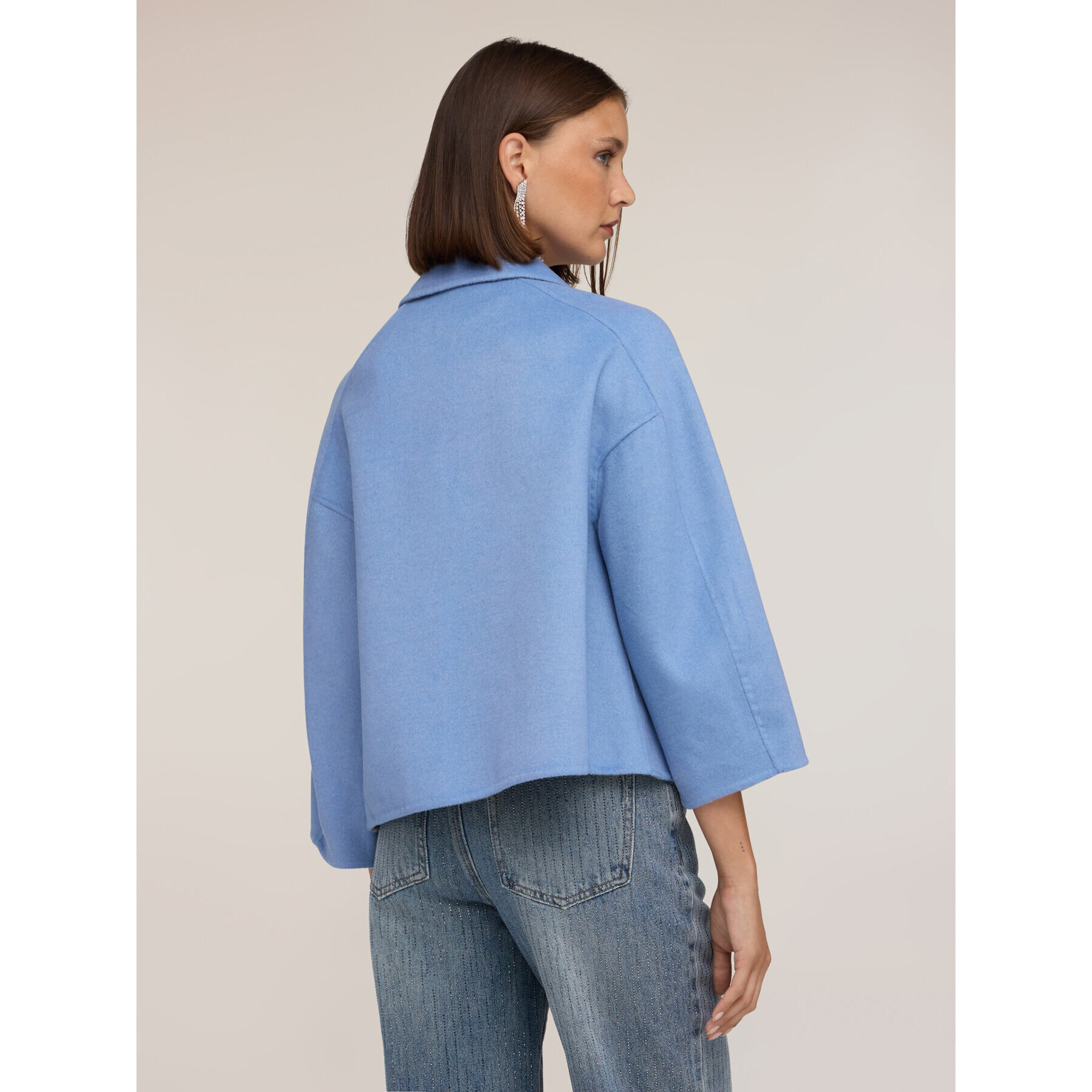 Motivi - Cappotto reversibile in double misto lana - Azzurro
