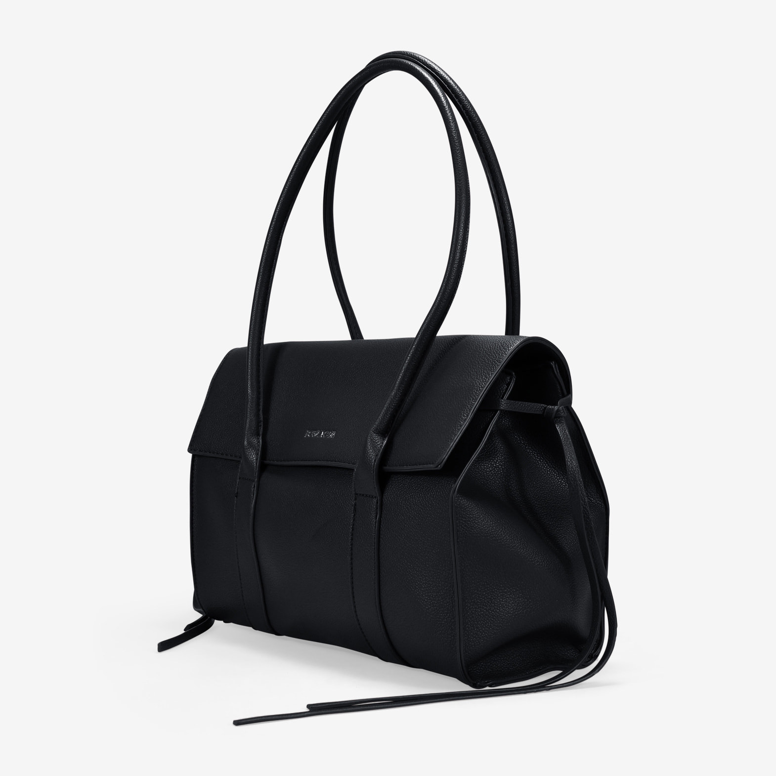 Bolso de hombro negro con solapa