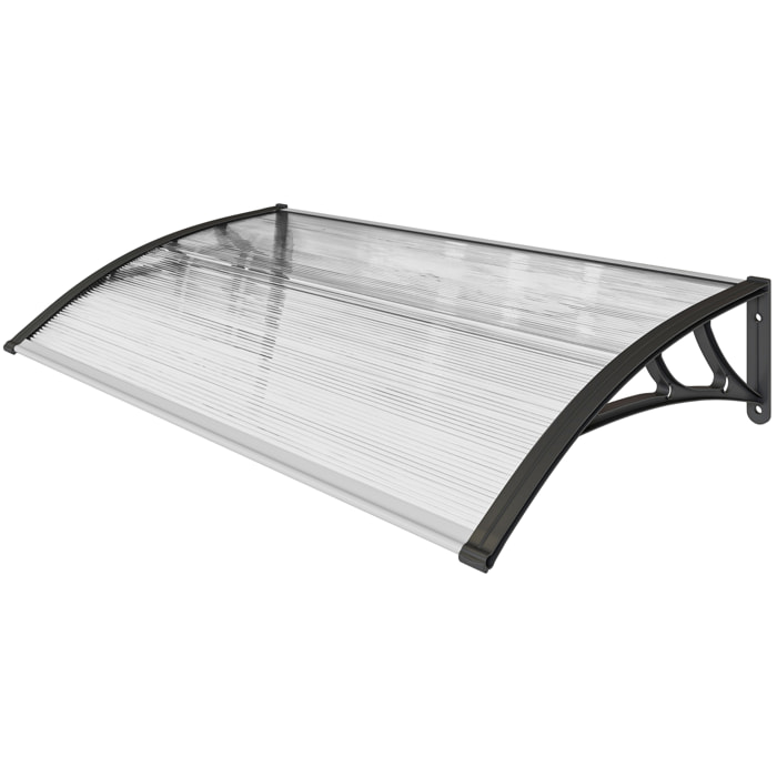 Auvent marquise de porte design voûté arrondi dim. 110x60x18cm alu polycarbonate plastique noir
