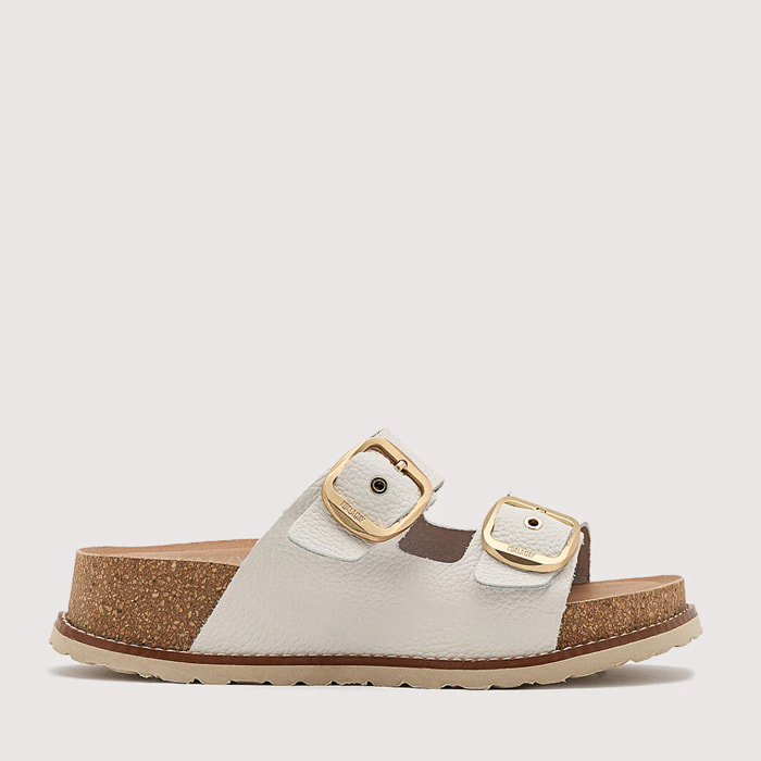 Sandalia Bio Piel Blanco con Cuña - Sintran