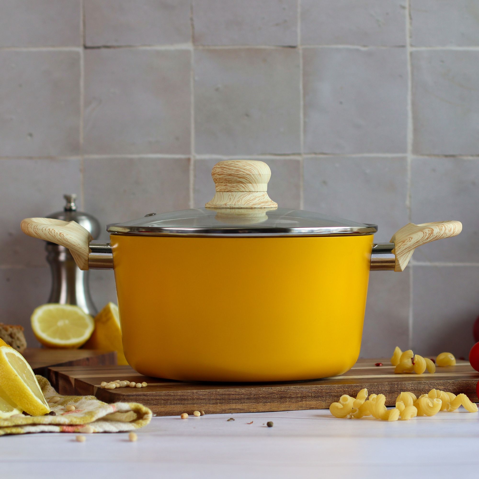 Faitout 20cm avec revêtement céramique jaune - tous feux COLORAMA