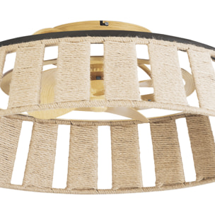 Forlight Mim - Ventilador de Techo con Lámpara LED sin Aspas con Pantalla de Cuerda Trenzada 6 Velocidades Luz Regulable