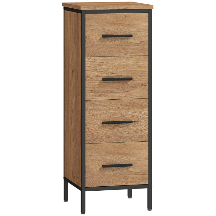 Chiffonnier industriel bois et métal 4 tiroirs dim. 30 x 30 x 82 cm