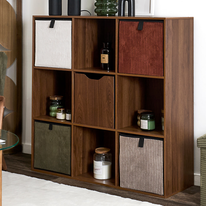 Cube de rangement - HOME DECO FACTORY - TIFFANY - Pliable - Bois foncé