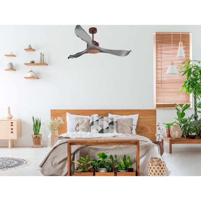 Ventilateur de plafond ø132 cm avec Wifi Réversible Hypersilence 40   W brun