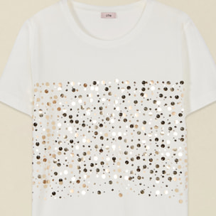 Oltre - Camiseta con lentejuelas - Blanco