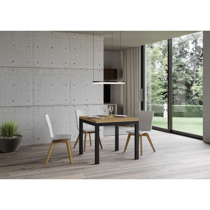 Mesa tipo libro 90x90/180 cm Everyday Libra Roble Natural estructura Antracita