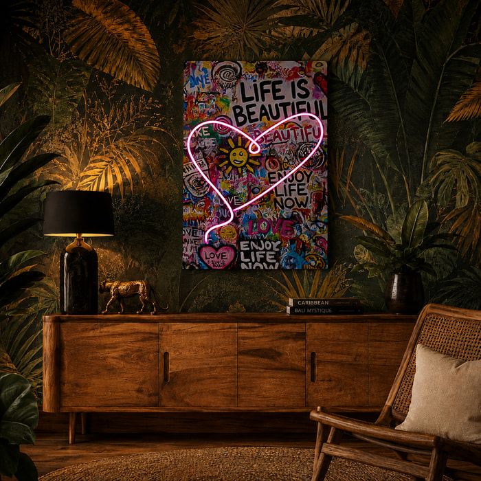 Tableau LED - HOME DECO FACTORY - Coeur - Multicolore