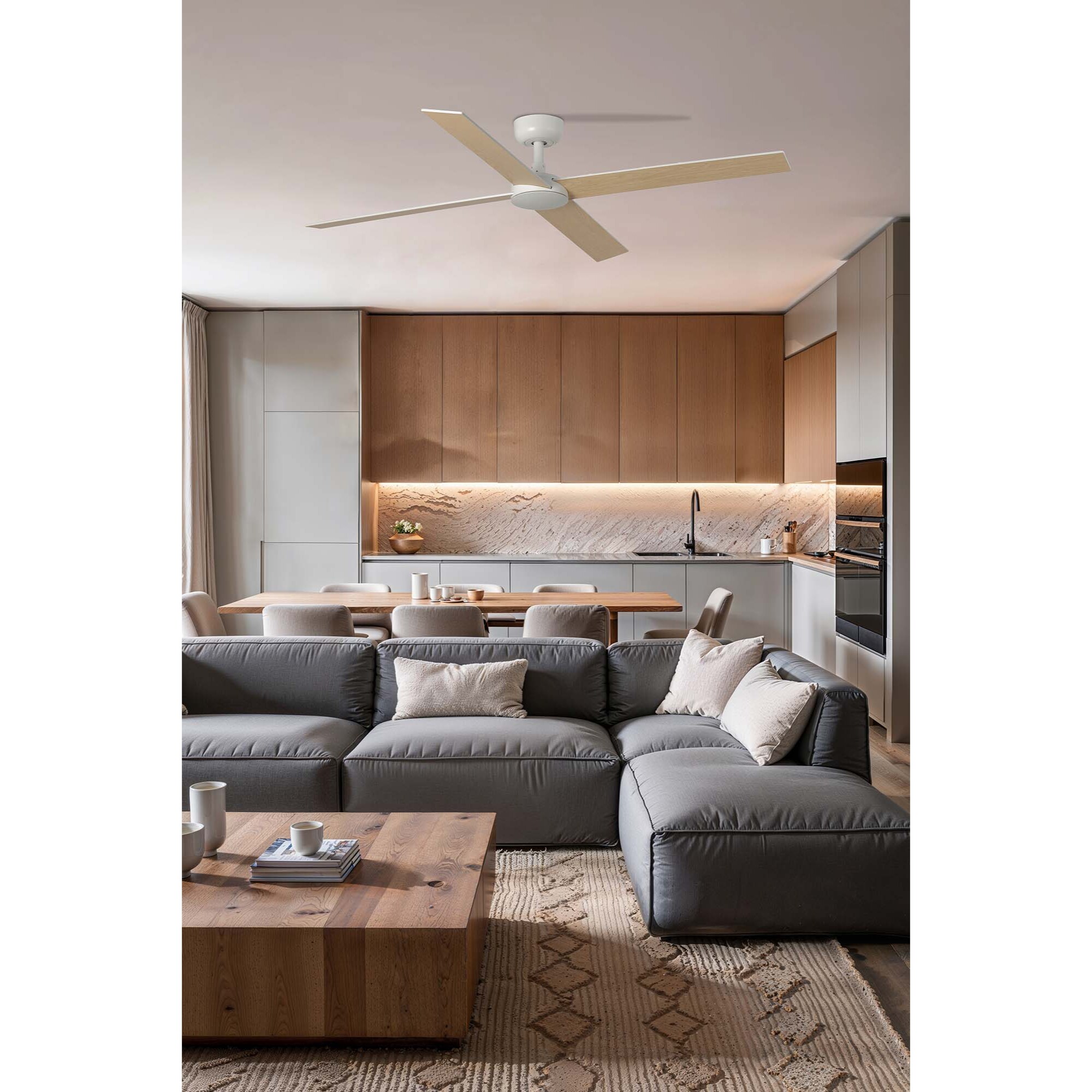 RUDDER L 4 Ventilatore a soffitto bianco/frassino