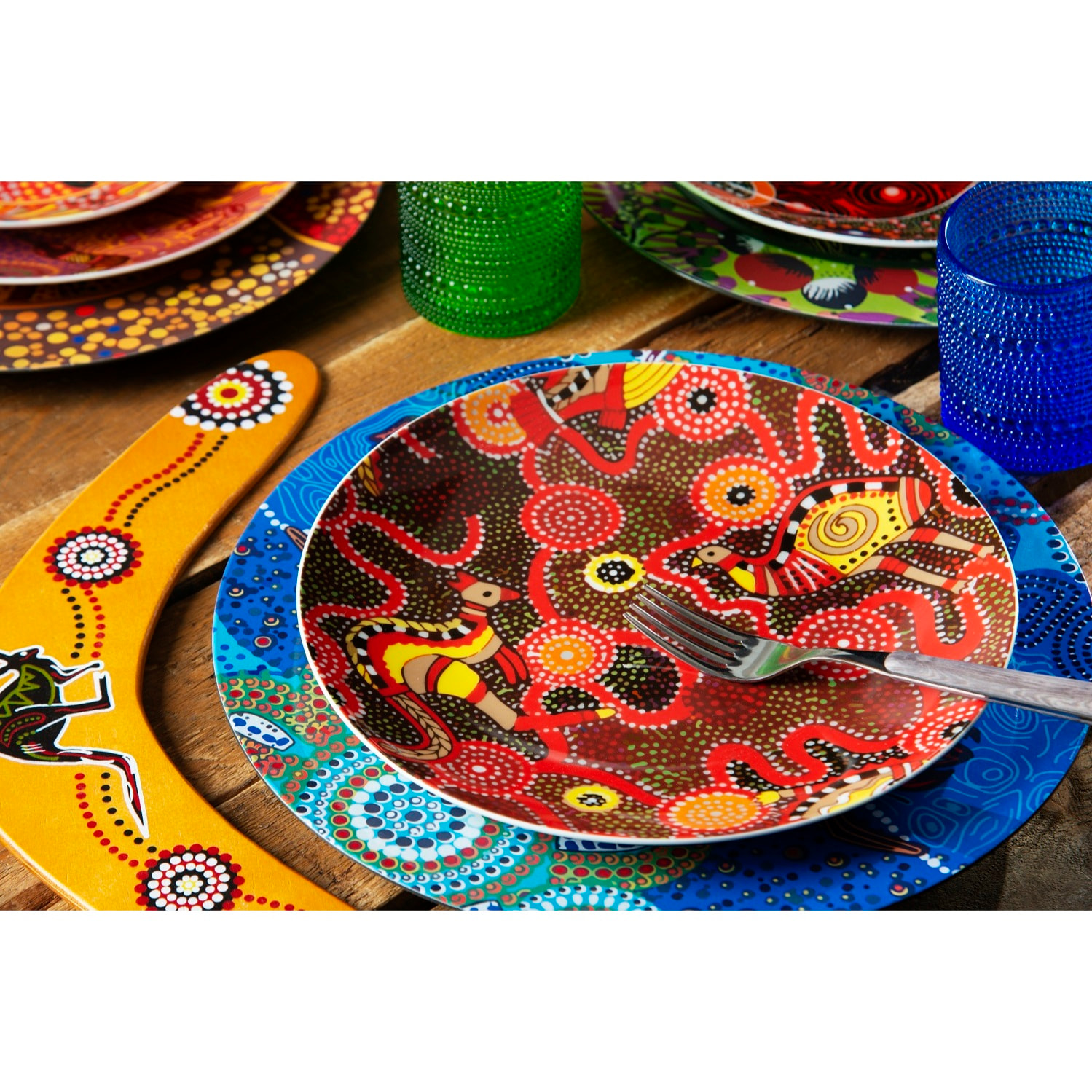 Set de 6 assiettes de présentation 33 cm – Excelsa, Plastique Aboriginal