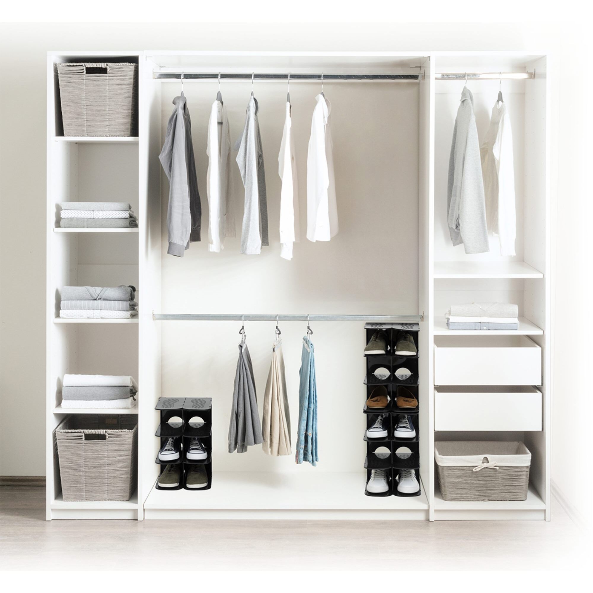 Organizador de zapatos Access, 4 pares, plástico negro