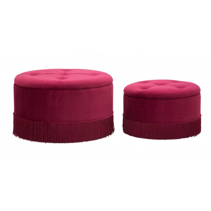 Pouf contenitori, Legno Di Pino e Legno Di Playwood e Spugna E Poliestere, Colore Bordeaux, Misure: 71 x 71 x 41 cm