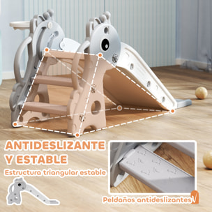 Tobogán Infantil 3 en 1 Tobogán para Niños de 1 a 3 Años con Escalera Canasta de Baloncesto y Diseño de Jirafa para Interior 106x51,5x52 cm Gris