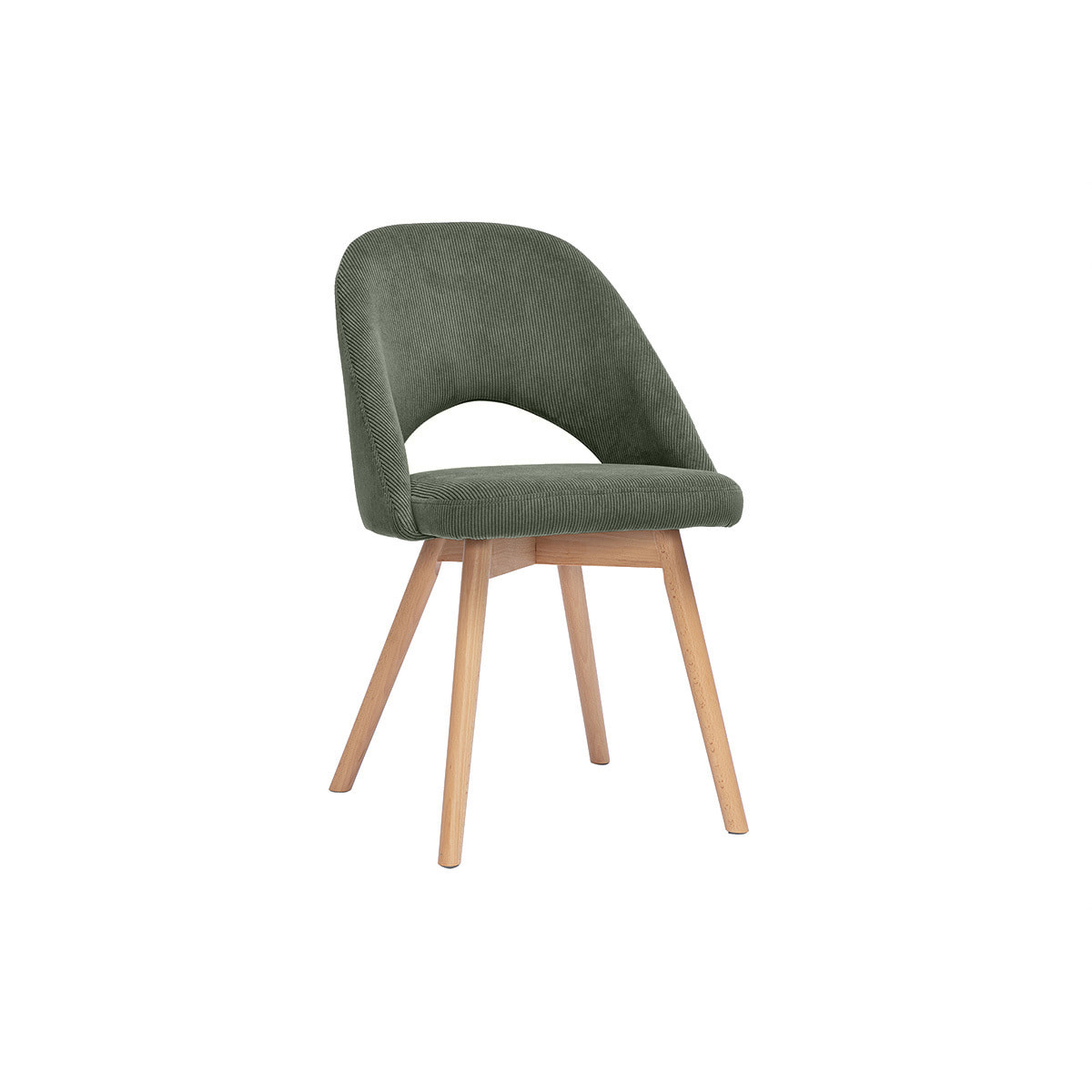 Chaises scandinaves en tissu velours côtelé vert kaki et bois clair (lot de 2) COSETTE
