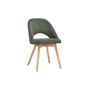 Chaises scandinaves en tissu velours côtelé vert kaki et bois clair (lot de 2) COSETTE