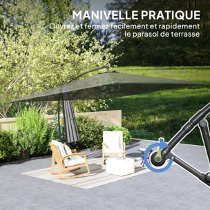 Parasol déporté rectangulaire XXL – Inclinable et rotatif 360°
