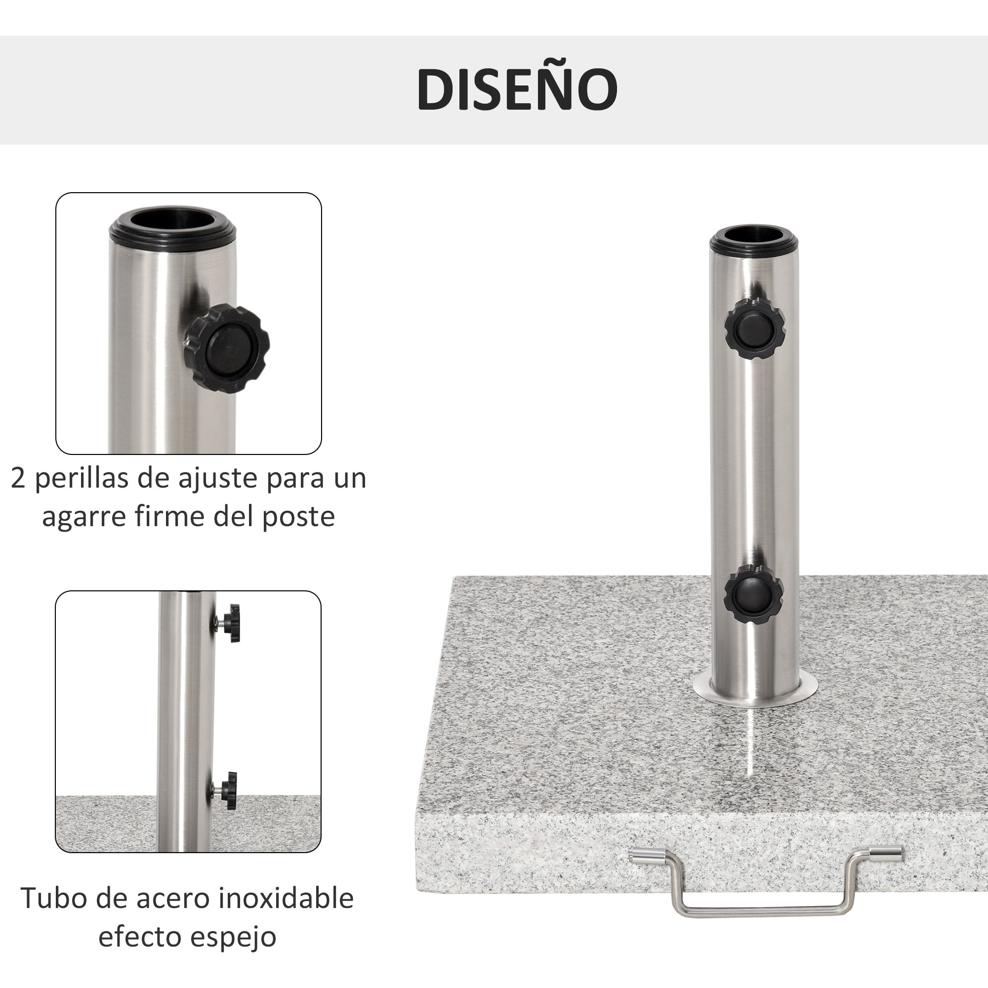 Base Sombrilla Universal con Dos Ruedas 42x42x36cm Gris