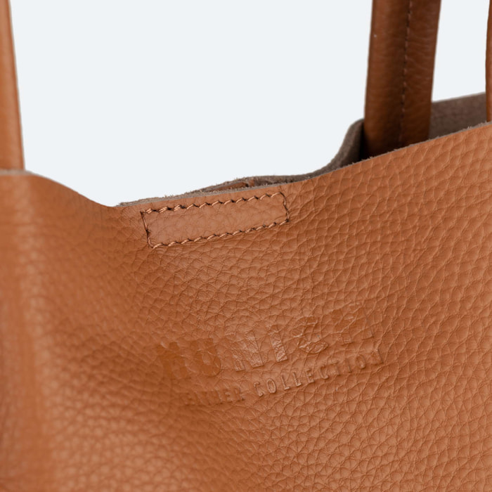 Bolso Shopper de Piel Vacuna Color Cuero | LOFT