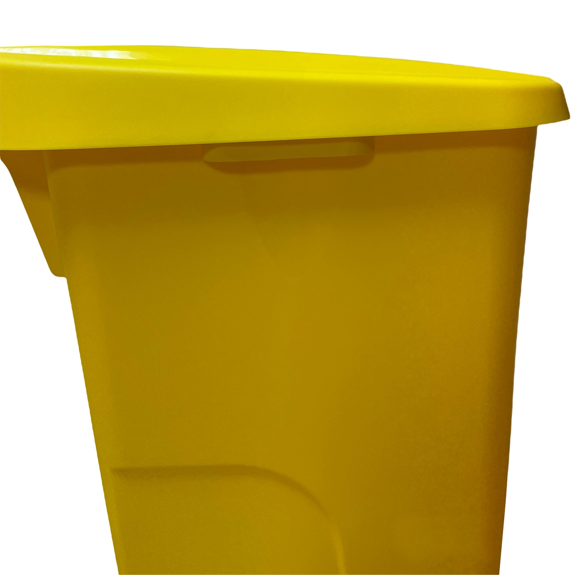 Contenedor - cubo de basura wellhome reciclo 110l, color amarilllo cerrado con tapa, ideal para reciclaje de plásticos, con ruedas