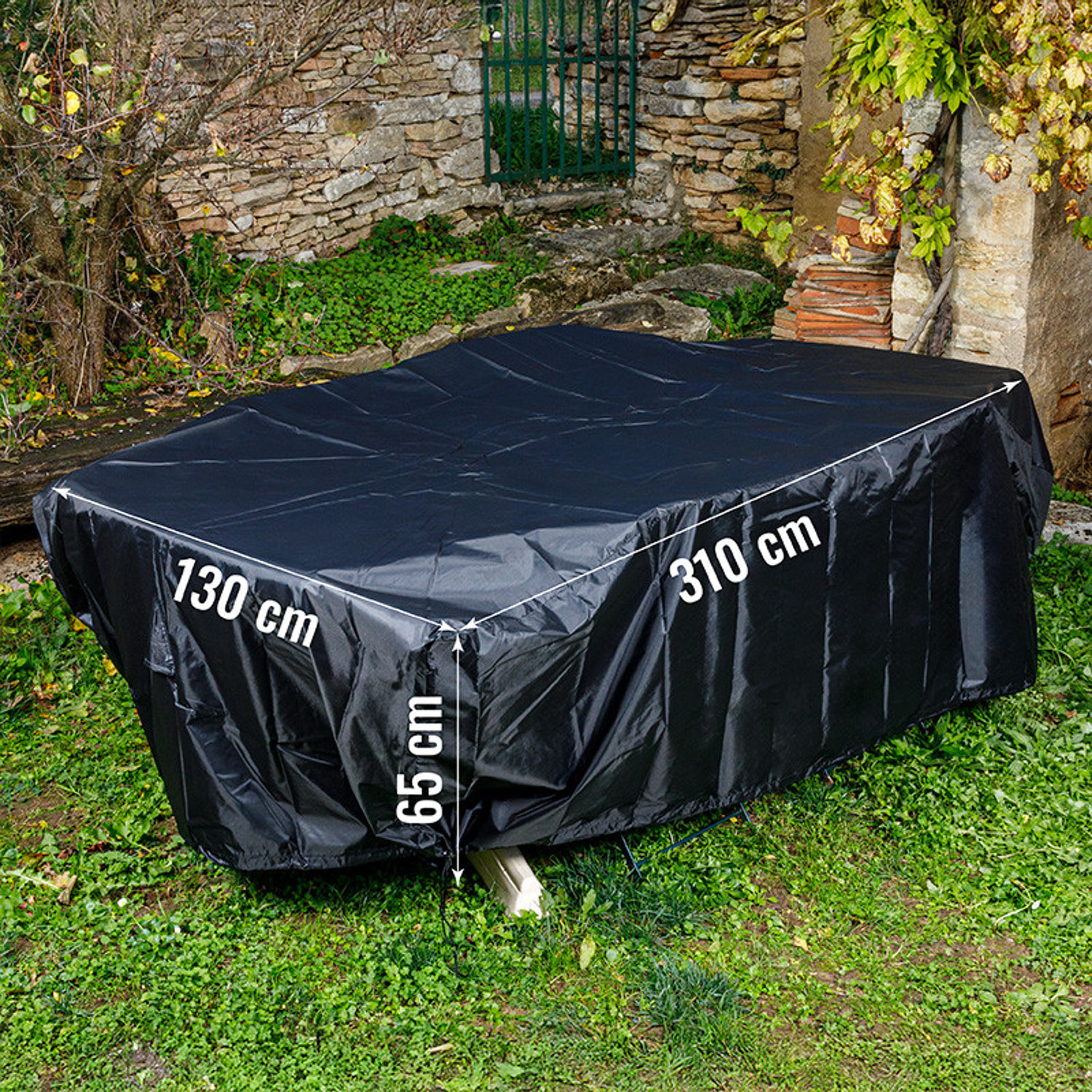 Housse L 310 x l 130 x H 65 cm pour salon de jardin