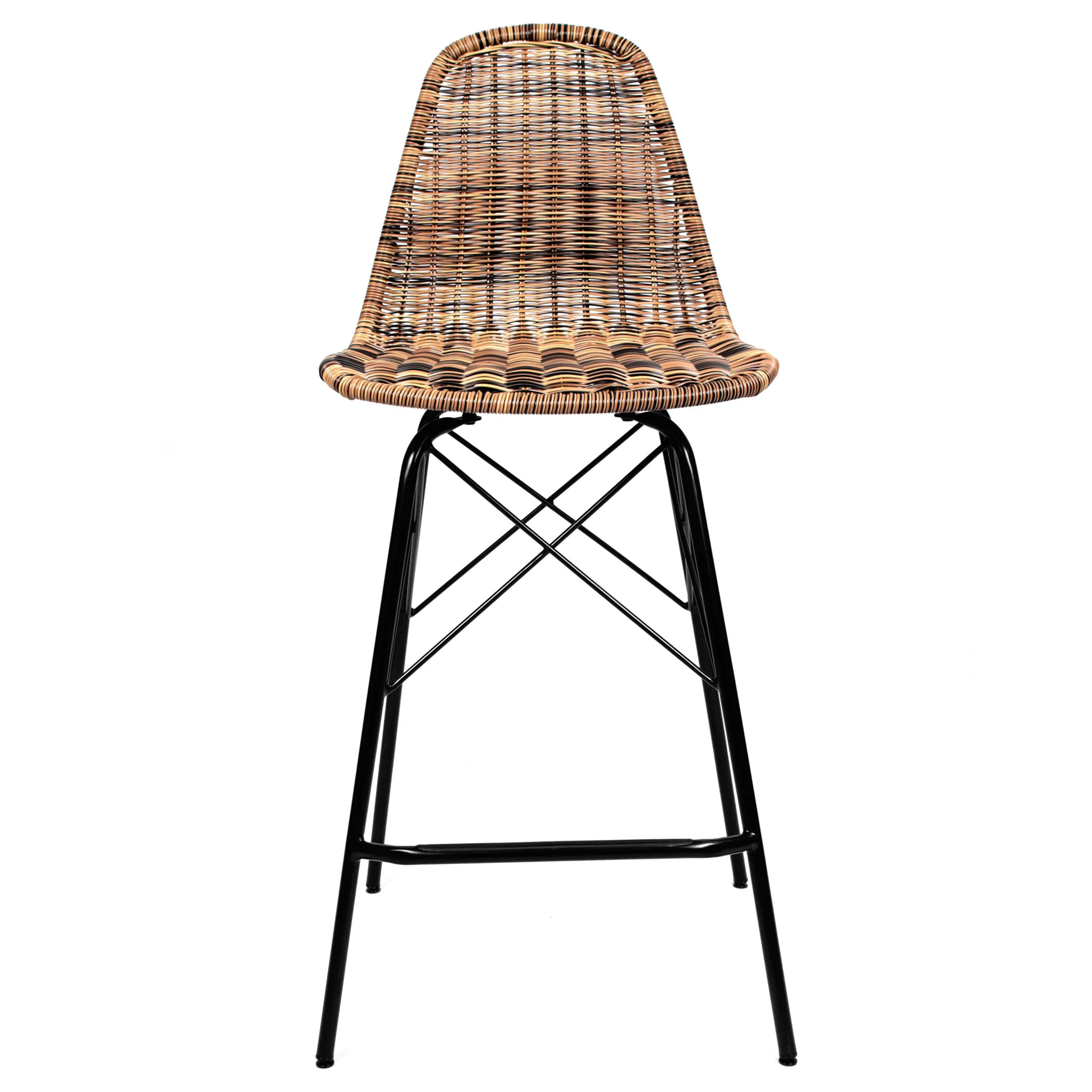 Lot de 2 chaises de bar de jardin 63 cm en résine tressé marron - Tiptur