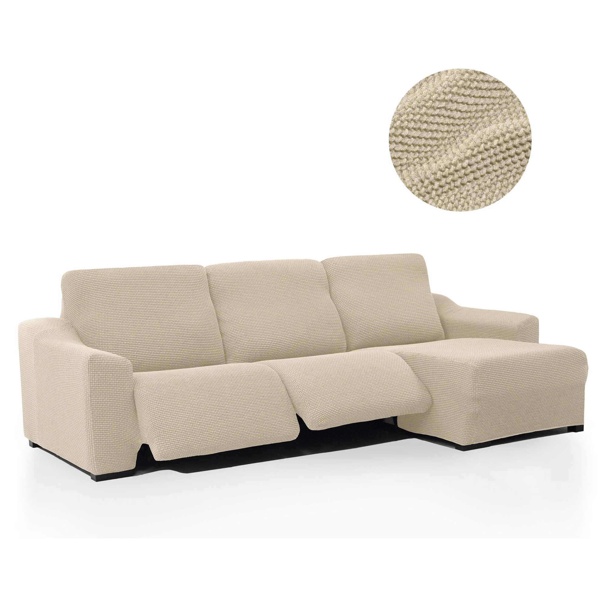 Funda para Chaise Longue derecha (visto de frente ) brazo largo SÚPER ELÁSTICA con RELAX modelo HELENA