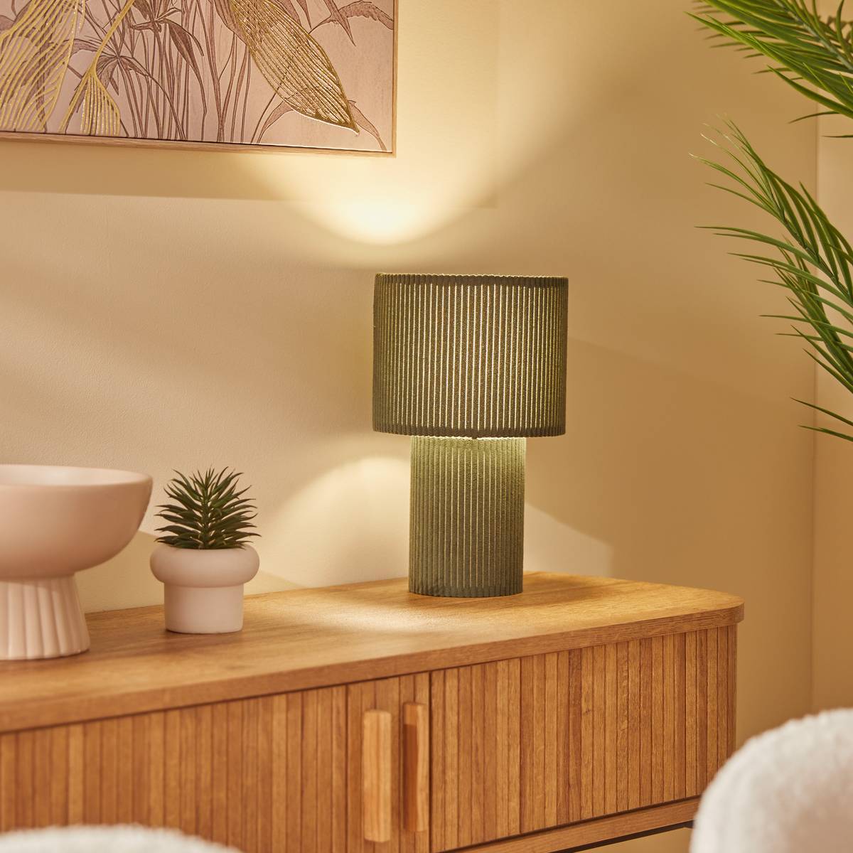 Lampe Jolina cylindrique H.28cm vert