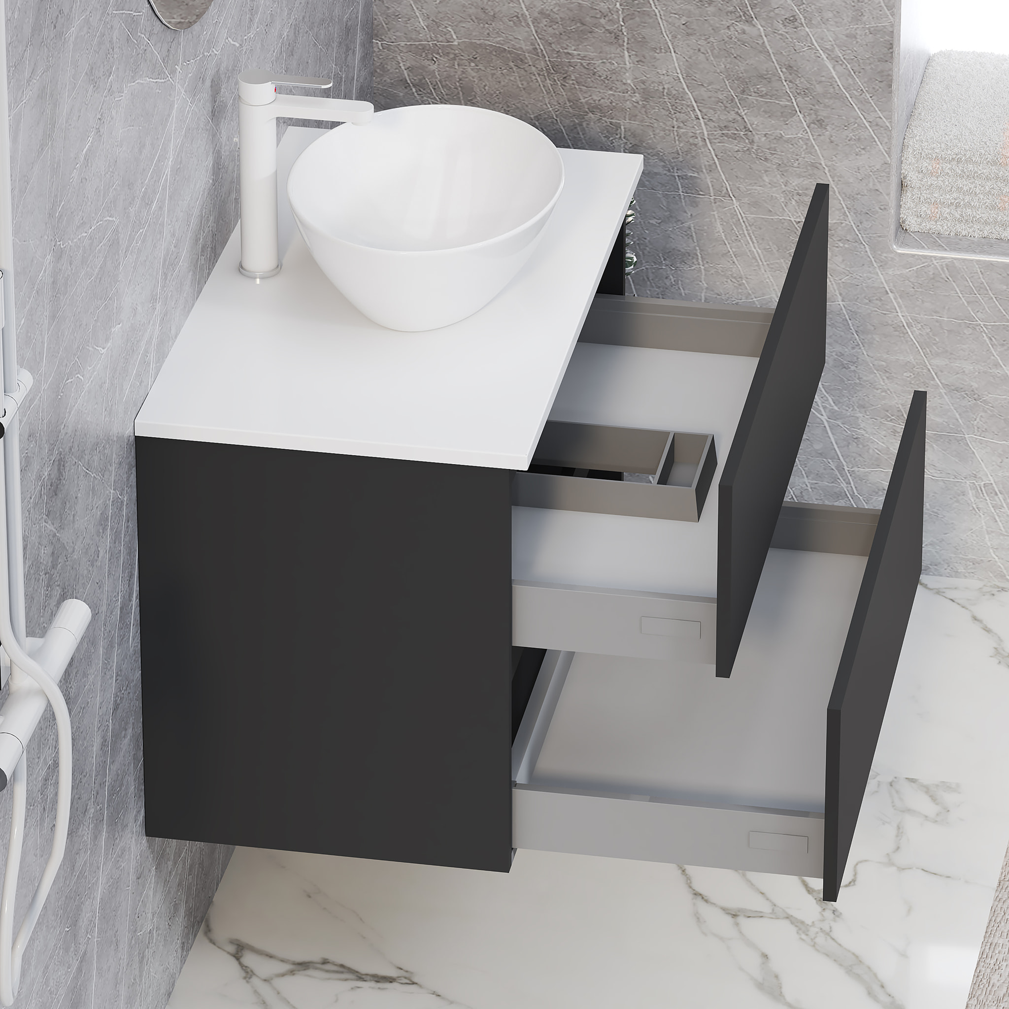 Conjunto de baño MONO Alday, 80 cm, Negro