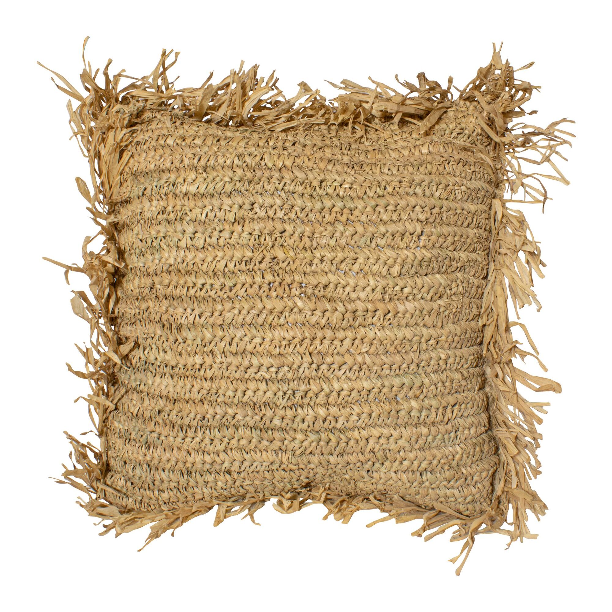 Coussin en raphia avec franges 40cm SYROS