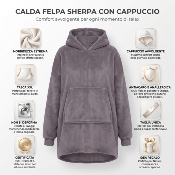 Felpa coperta in poliestere - Grigio
