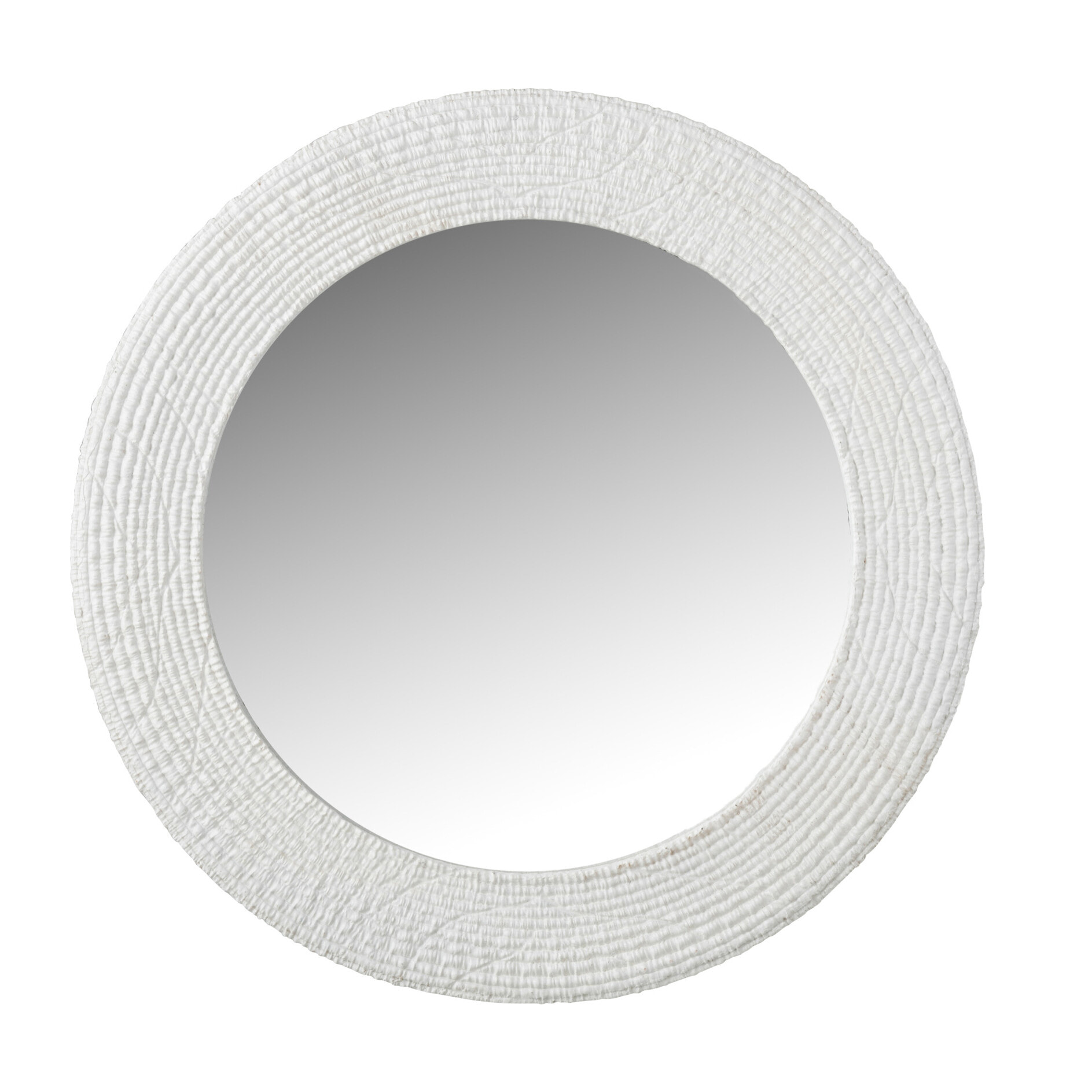 J-Line Miroir Rond Nervures Resine Blanc