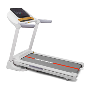 Vega 2500 - Tapis roulant elettrico pieghevole salvaspazio con inclinazione automatica e cardiofrequenzimetro, dettagli in legno elegante