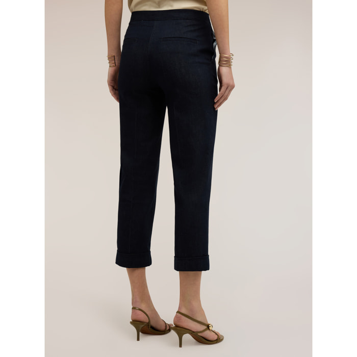 Motivi - Jeans cropped con dobladillo - Azul