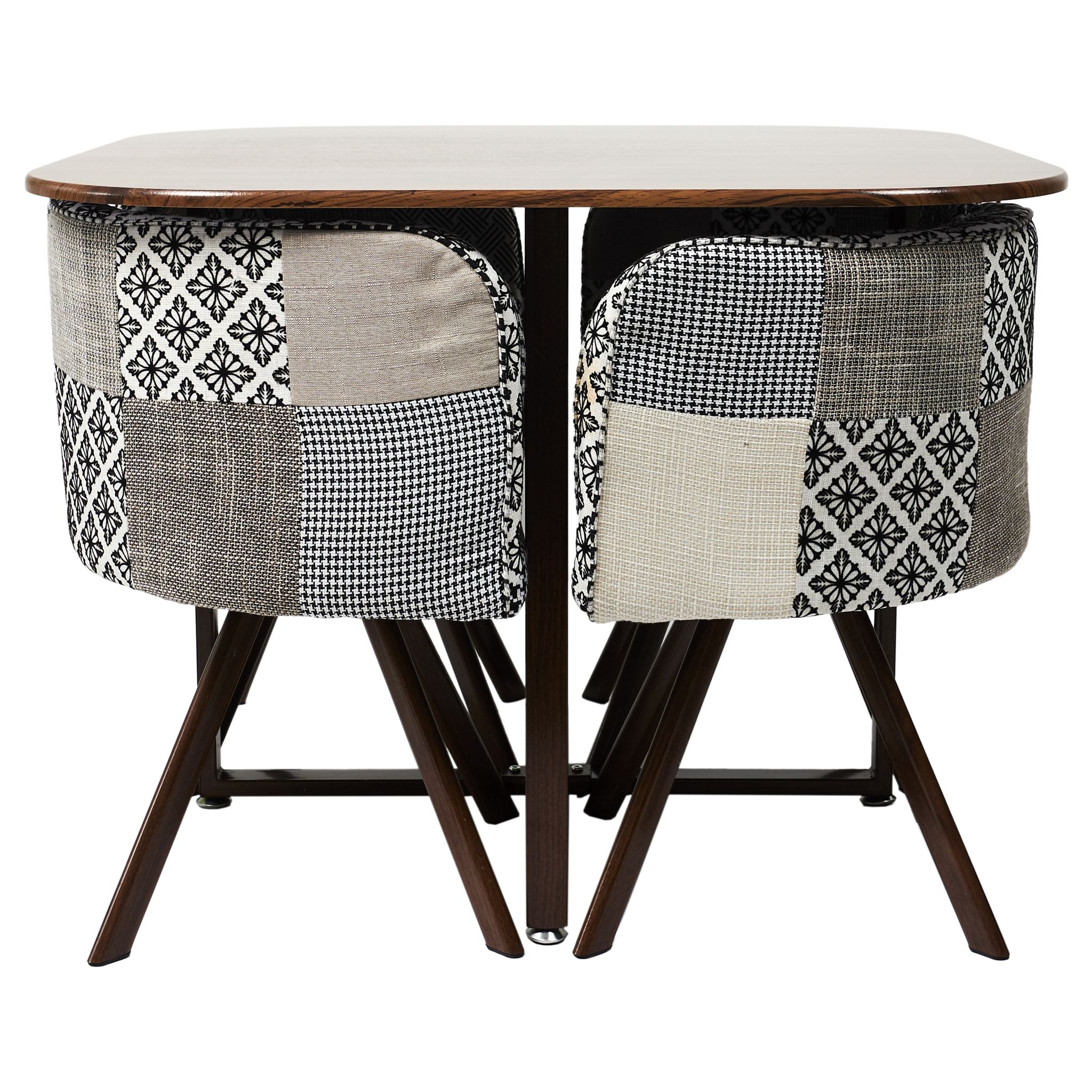 Lot De 4 Chaises Patchwork Et Table Gris