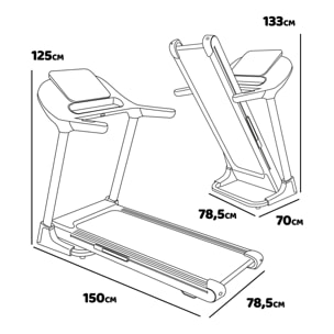 Vega 2500 - Tapis roulant elettrico pieghevole salvaspazio con inclinazione automatica e cardiofrequenzimetro, dettagli in legno elegante