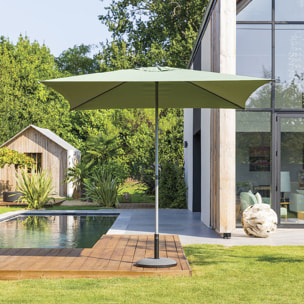 Parasol droit carré "Soya" vert olive D2,5x2,5m en acier