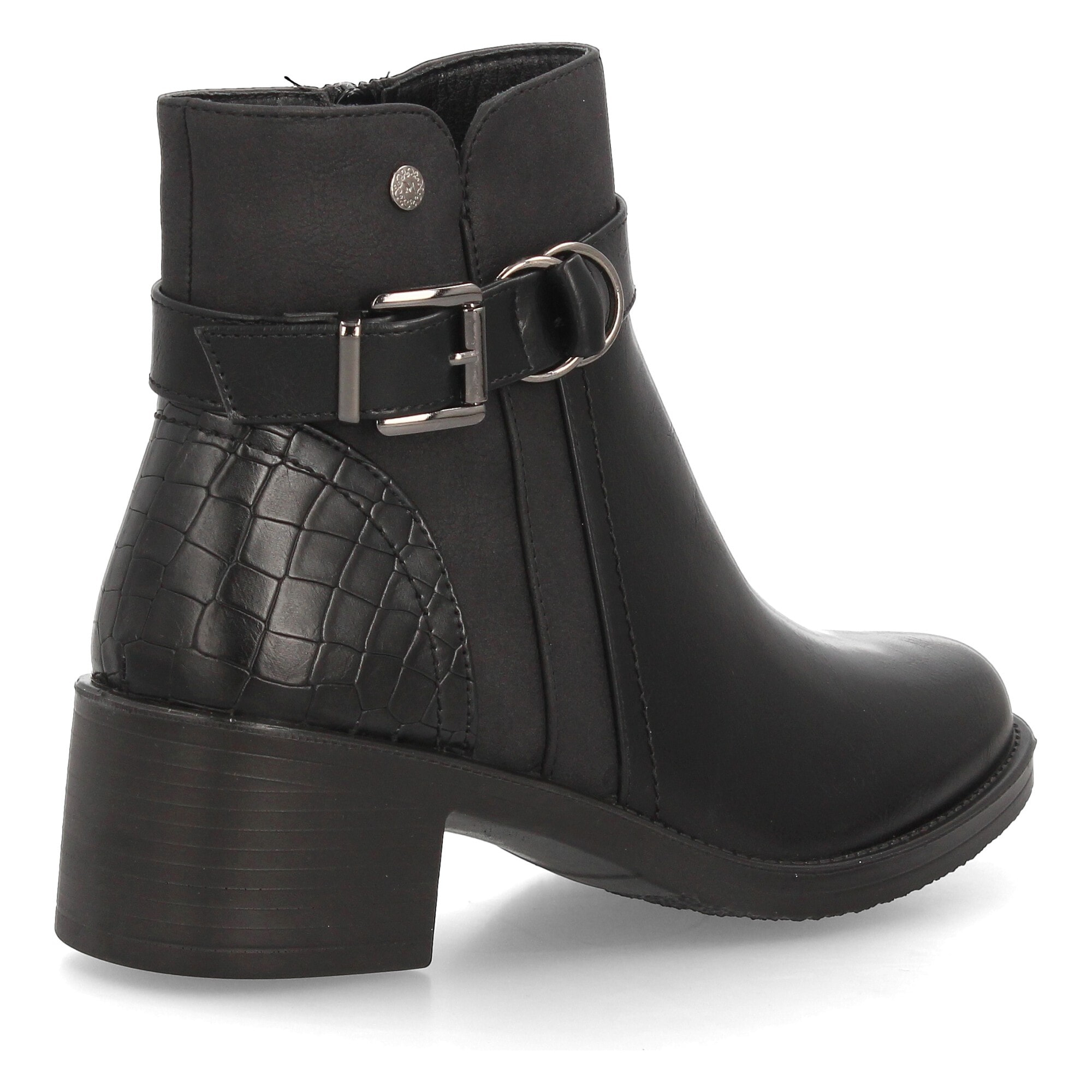 Botines con tacón ancho y hebilla para mujer