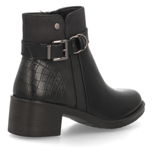 Botines con tacón ancho y hebilla para mujer